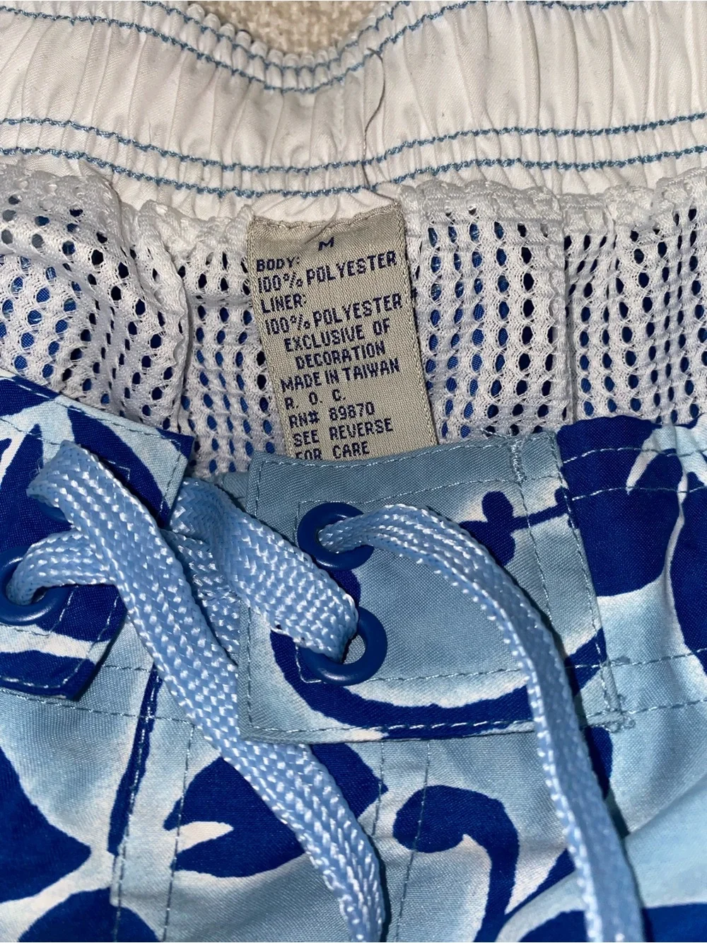 Bimini Bay Blue Hawaiian Floral Swim Trunks Mesh Lined Size Medium